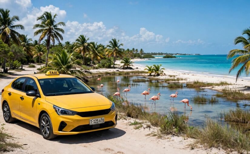 Taxi a Cayo Coco: taxi amarillo moderno en Cuba