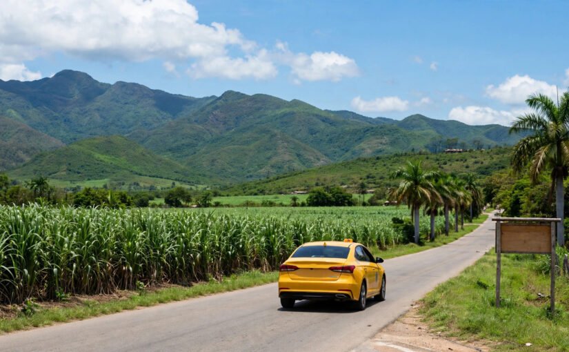 Taxi de Trinidad a La Habana: taxi amarillo moderno en Cuba